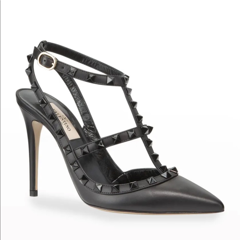 VALENTINO ROCKSTUD ANKLE STRAP PUMP WITH TONAL STUDS 100 MM